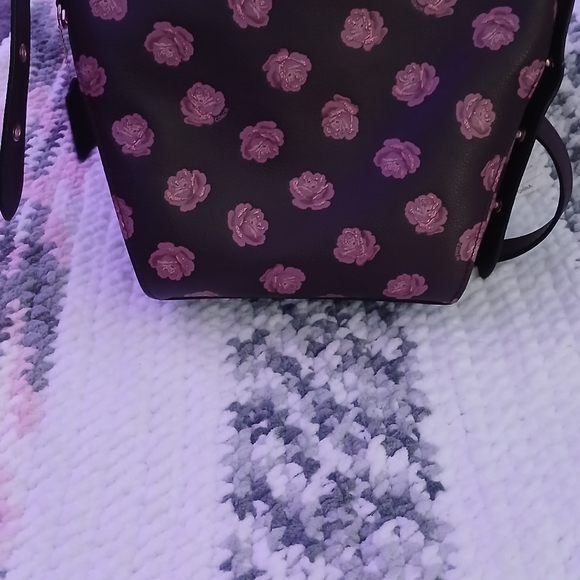 Authentic Coach Hobo Sparkle Floral Print Pebble Leather Crossbody Bag - Picture 4 of 9